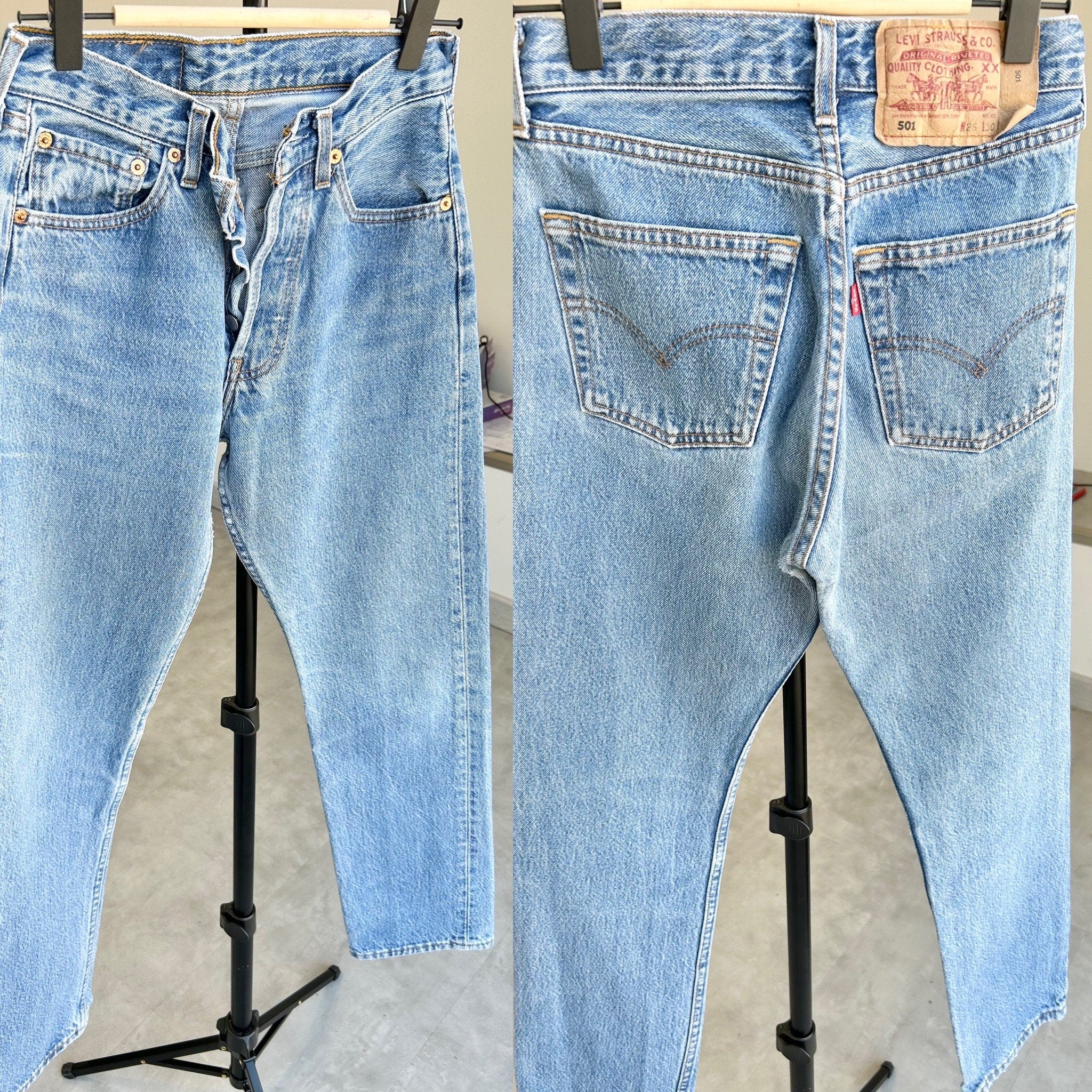 Levis 501 jeans w24 L30 light blue 501 stone wash  blue vintage 501s made in 90s