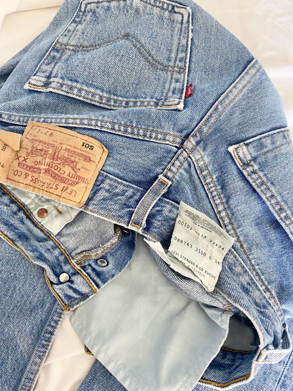 Levis 501 jeans w25 L32 raw blue faded denim faded blue 501 vintage 501s