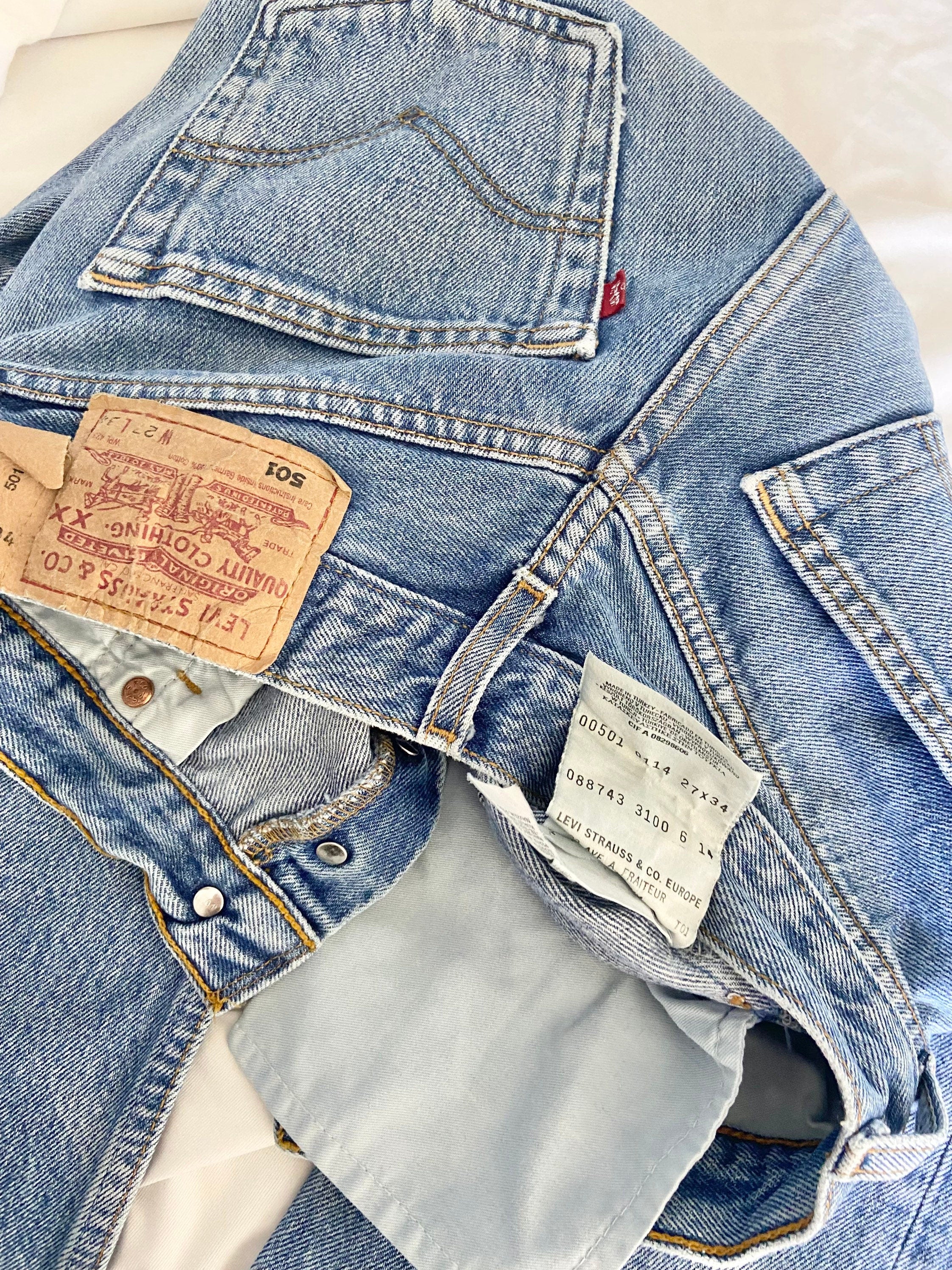 Levis 501 jeans w25 L32 raw blue faded denim faded blue 501 vintage 501s